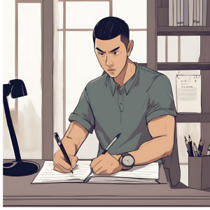 "Person writing goals on a notebook"