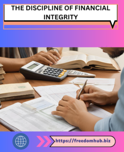A person demonstrating the discipline of financial integrity by reviewing their finances and staying honest in their transactions.